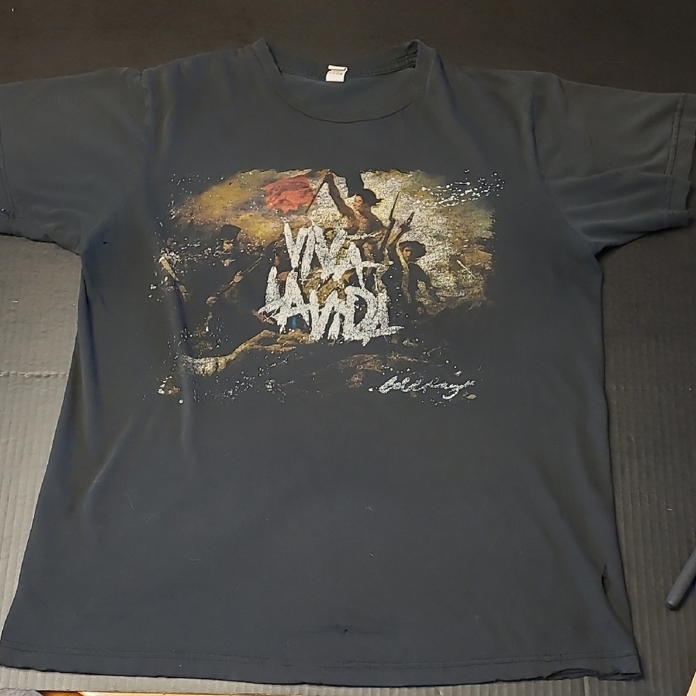 DISTRESSED Coldplay VIVA LA VIDA TOUR  Black Graphic T-Shirt